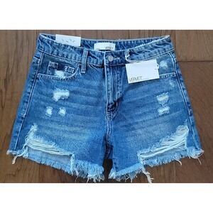 NWT Vervet Denim Women's Blue Distressed Denim Shorts Size Small 28x3.5"‎ Inseam